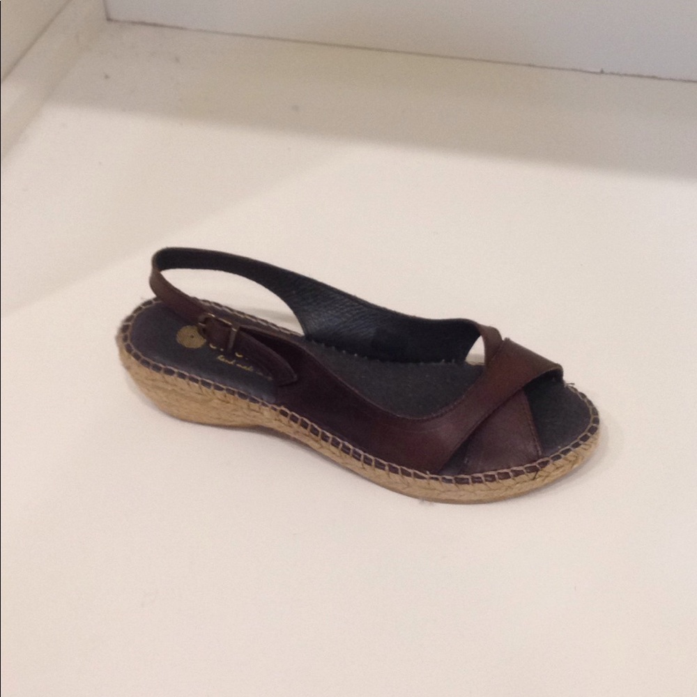Eric Michaels Brown Leather Slingback Espadrille